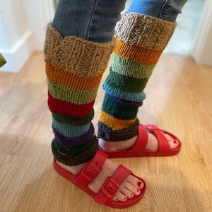 Handwoven or knitted wooo leg warmers